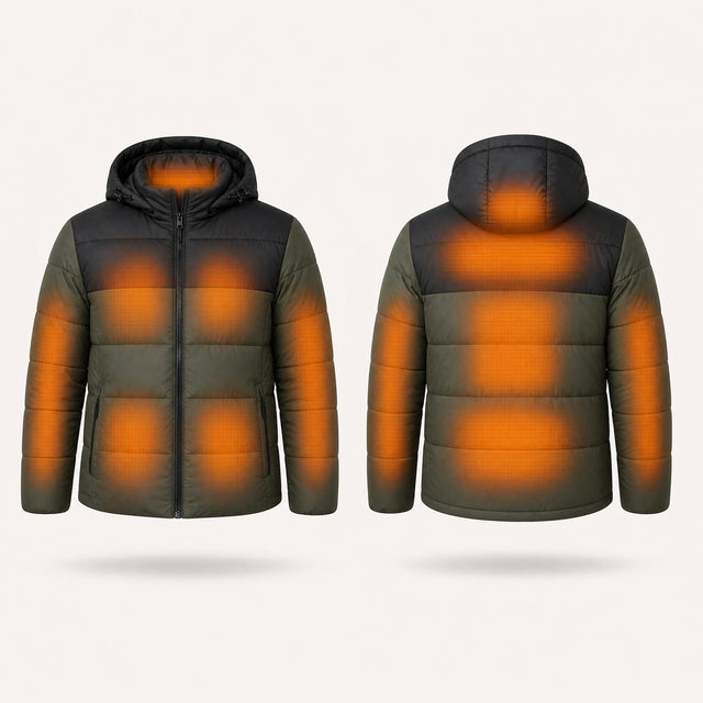 9HEAT Nordic K2 - Manteau chauffant - zones chauffantes avant et dos fond clair