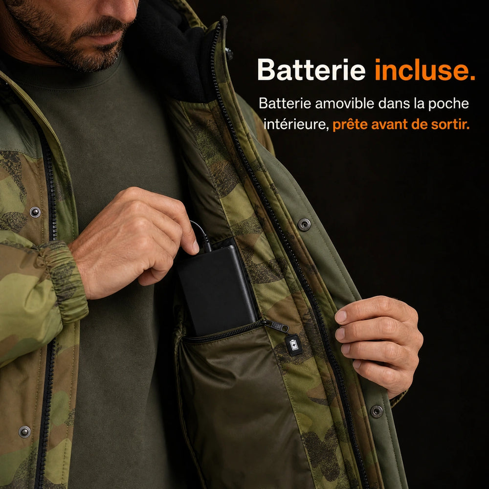 9HEAT Storm 4 - Manteau chauffant Homme Camouflage - Batterie / poche