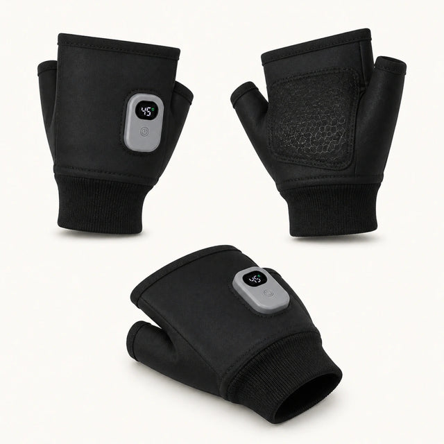 9HEAT Agile F3 - Mitaines chauffantes rechargeables - vues dos de main, paume et trois-quarts