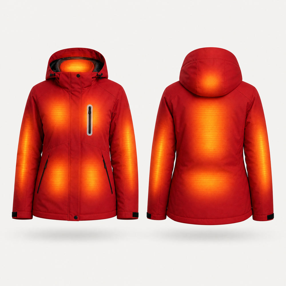 9HEAT Arctic 9 - Parka chauffante Femme - zones chauffantes avant et dos fond clair