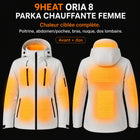 9HEAT Oria 8 - Parka chauffante Femme - Zones chauffantes avant et dos