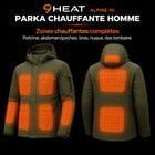9HEAT Alpine 50 - Parka chauffante Homme - Zones chauffantes complètes avant et dos