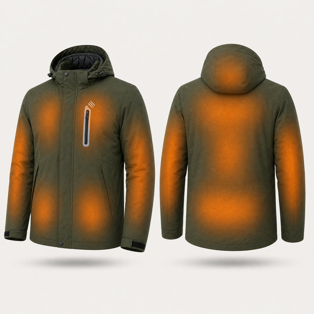9HEAT Arctic 9 - Parka chauffante Homme - zones chauffantes avant et dos fond clair