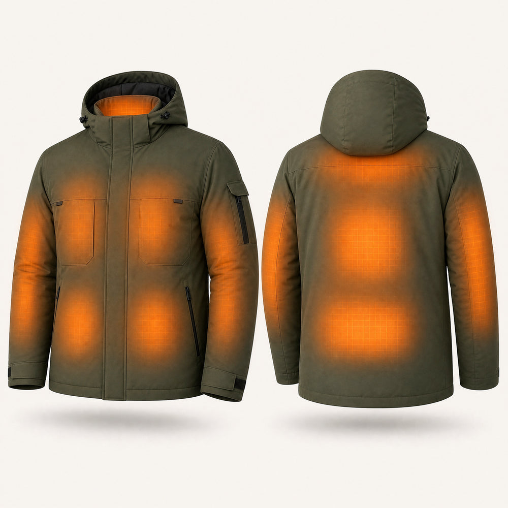 9HEAT Z50 - Parka chauffante Homme - zones chauffantes avant et dos fond clair