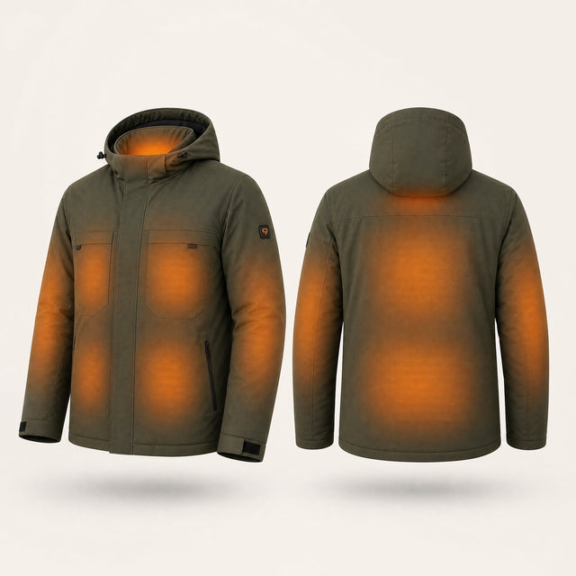9HEAT Z50 - Parka chauffante Homme - zones chauffantes avec bouton 9HEAT visible