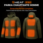 9HEAT Z50 - Parka chauffante Homme - Zones chauffantes complètes avant et dos