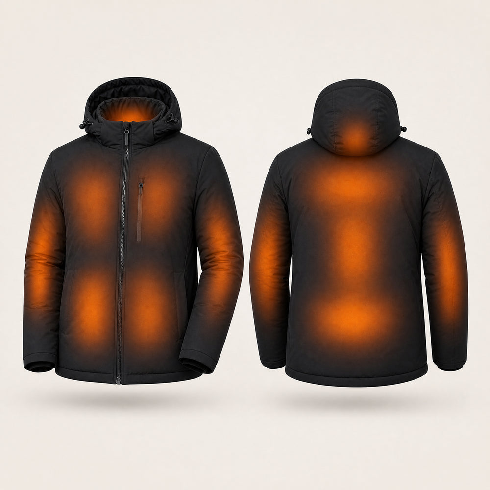 9HEAT P214 - Parka chauffante Unisexe - zones chauffantes avant et dos fond clair