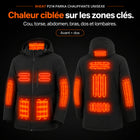 9HEAT P214 - Parka chauffante Unisexe - Zones chauffantes complètes avant et dos