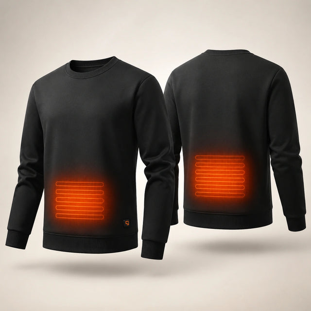 9HEAT Pull X7 - Sweat chauffant col rond Unisexe - Produit face dos zones chauffantes