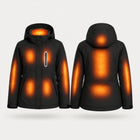9HEAT Summit 9 - Parka chauffante Femme - zones chauffantes avant et dos fond clair - Noir