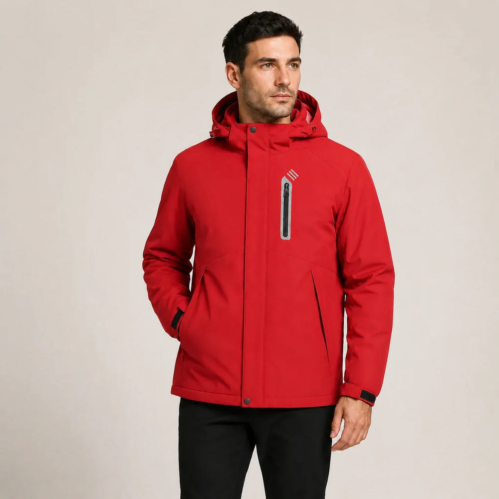 9HEAT Summit 9 - Parka chauffante Homme porté - visuel principal 9HEAT - Rouge