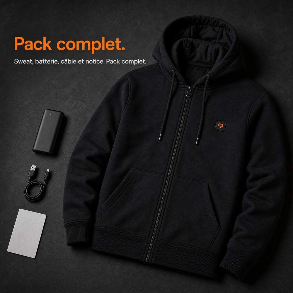 9HEAT TX4 - Sweat à capuche chauffant Unisexe - Pack complet