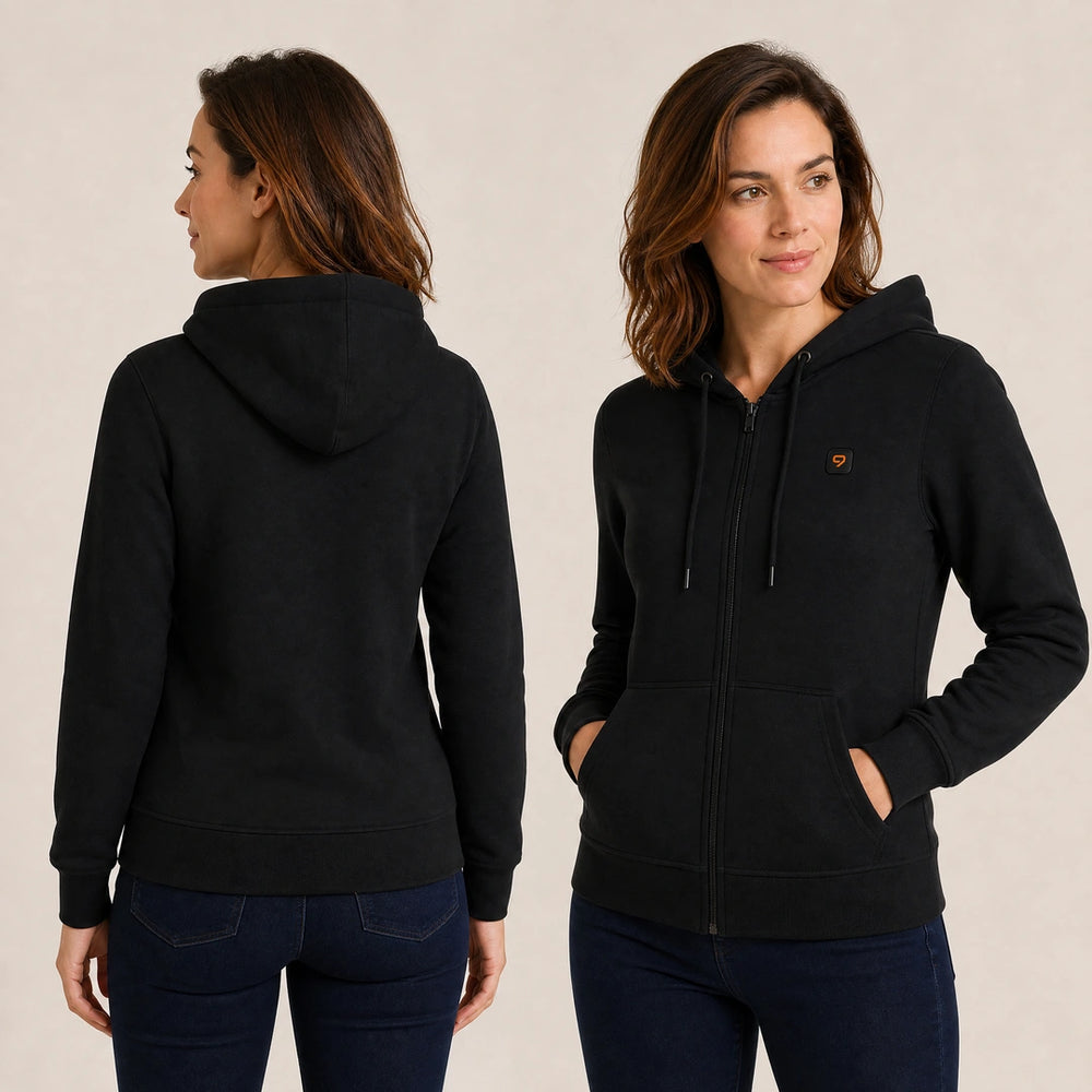 9HEAT T6 - Sweat zippé chauffant Femme - Studio dos/profil