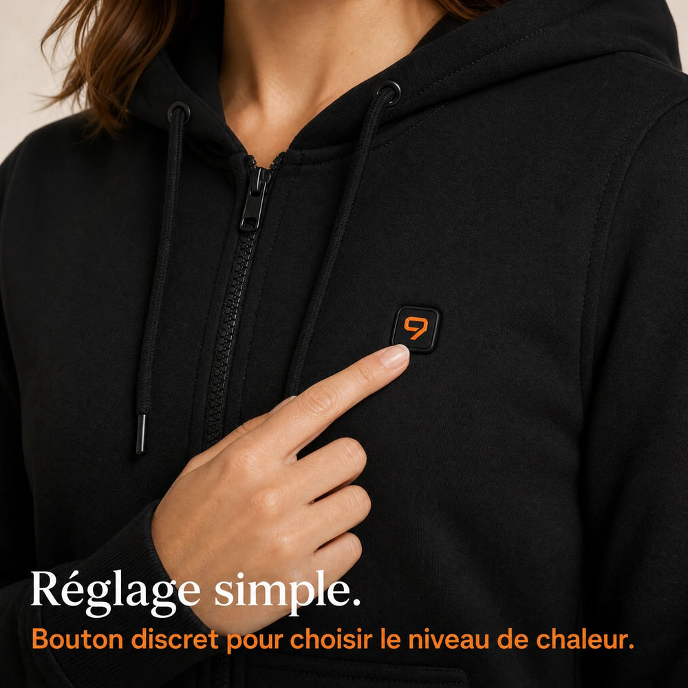 9HEAT T6 - Sweat zippé chauffant Femme - Bouton / réglage