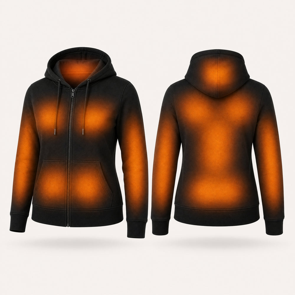 9HEAT Sweat T6 - Sweat zippé chauffant Femme - zones chauffantes avant et dos fond clair