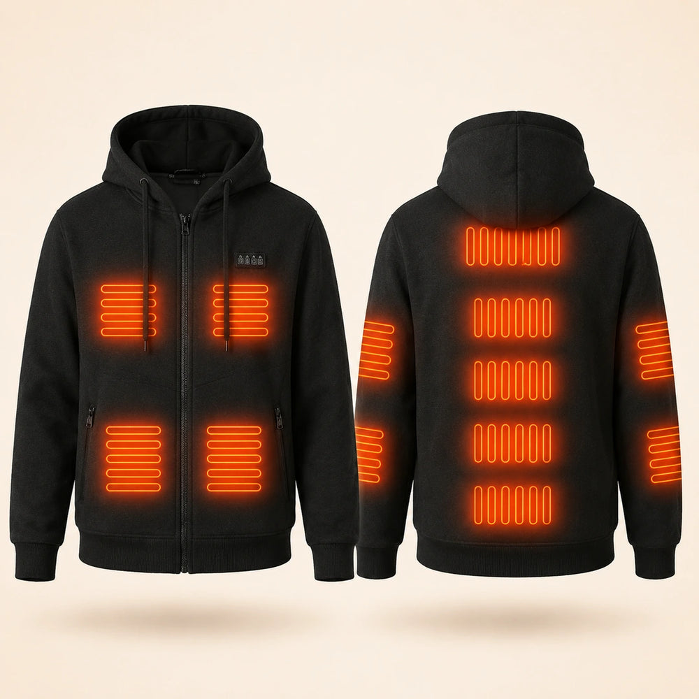 9HEAT Pilot 23 - Sweat zippé chauffant Homme 23 zones - Produit exact et 23 zones