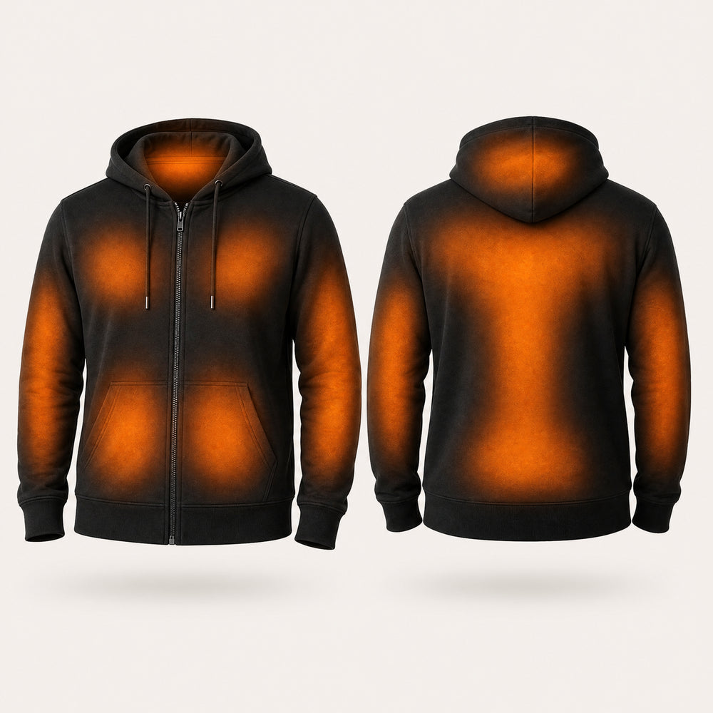 9HEAT Sweat T6 - Sweat zippé chauffant Homme - zones chauffantes avant et dos fond clair