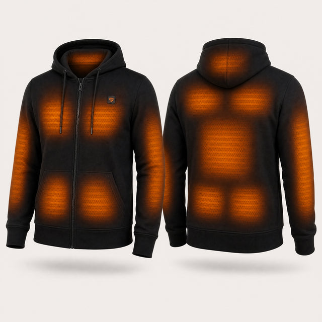 9HEAT Sweat T6 - Sweat zippé chauffant Homme - zones chauffantes avec bouton 9HEAT visible