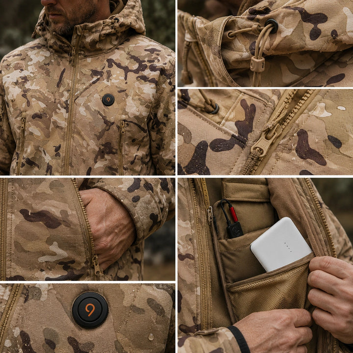 9HEAT Terrain 7 - Veste chauffante camouflage à capuche
