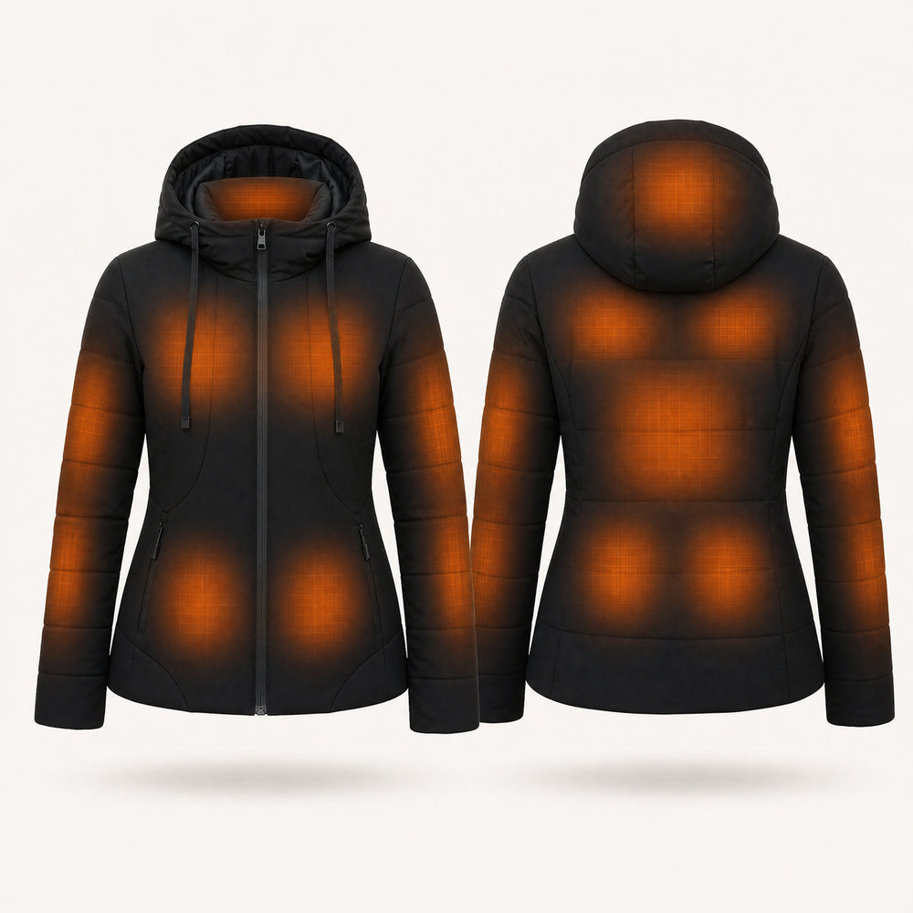 9HEAT Max R7 - Veste chauffante Femme - zones chauffantes avant et dos fond clair