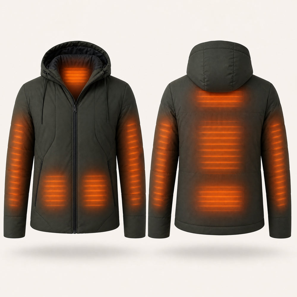 9HEAT Max R7 - Veste chauffante Homme - zones chauffantes avant et dos fond clair