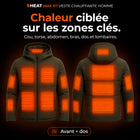 9HEAT Max R7 - Veste chauffante Homme - Zones chauffantes avant et dos