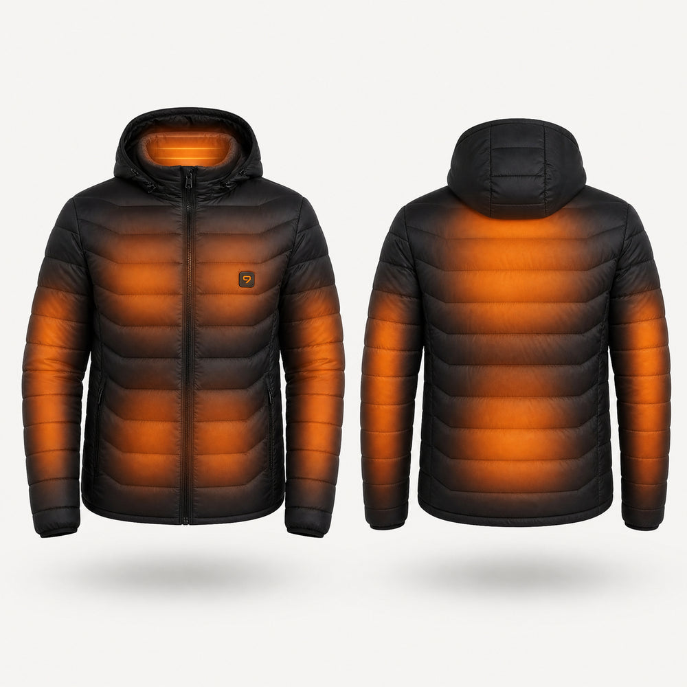 9HEAT Urban 5 - Veste chauffante Homme - zones chauffantes avec bouton 9HEAT visible