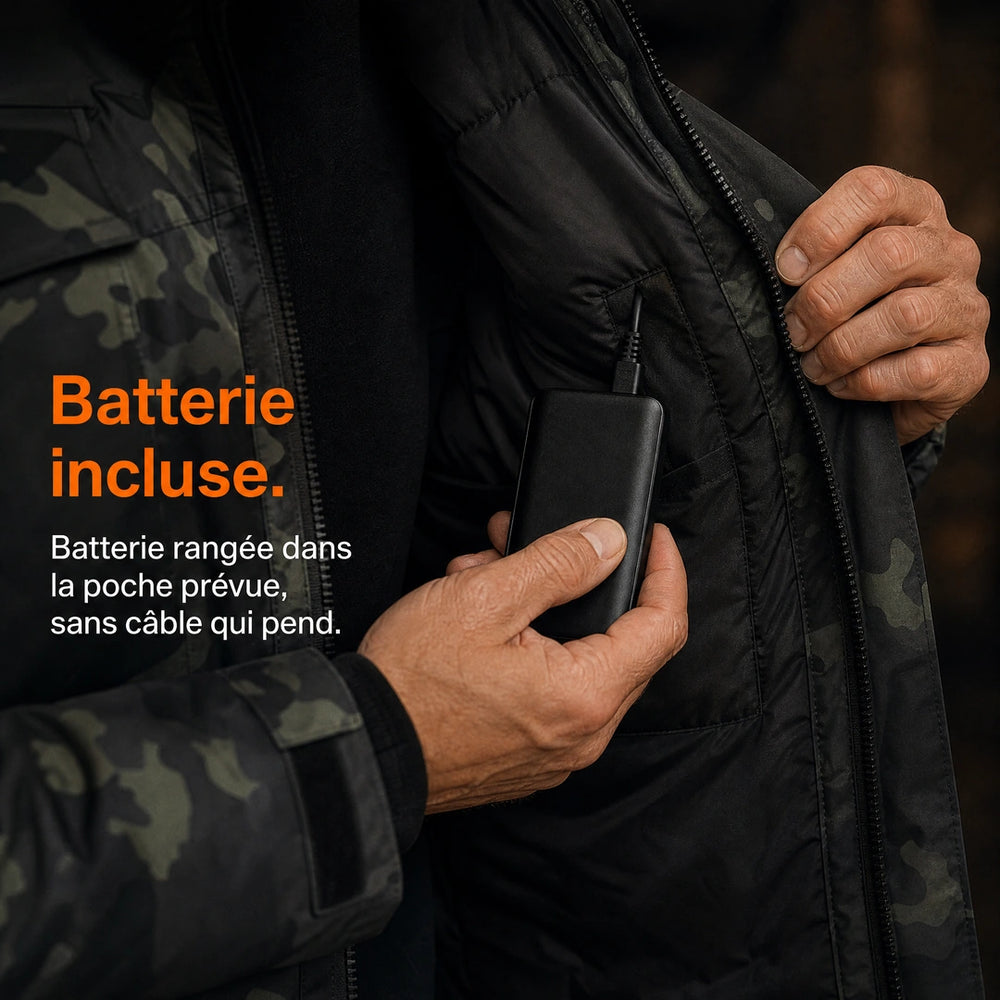 9HEAT Tactical 8 - Veste chauffante Homme Camouflage - Batterie / poche