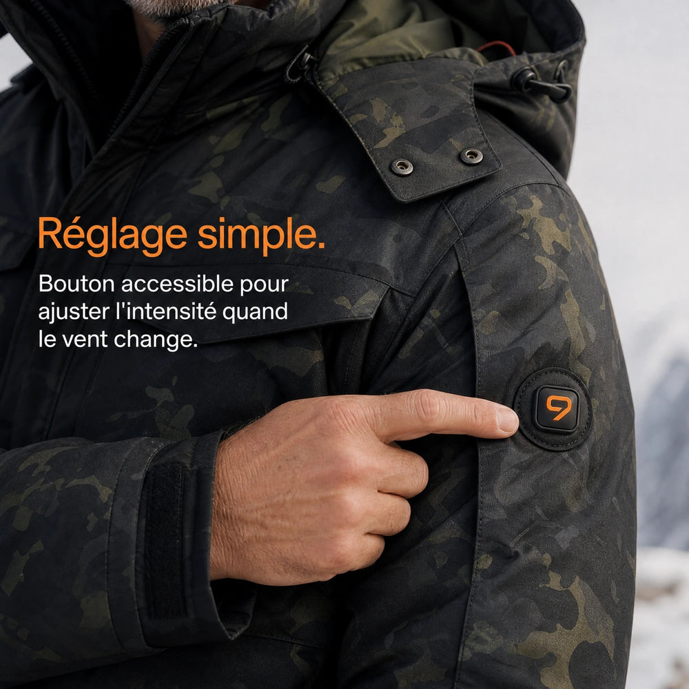9HEAT Tactical 8 - Veste chauffante Homme Camouflage - Bouton / réglage