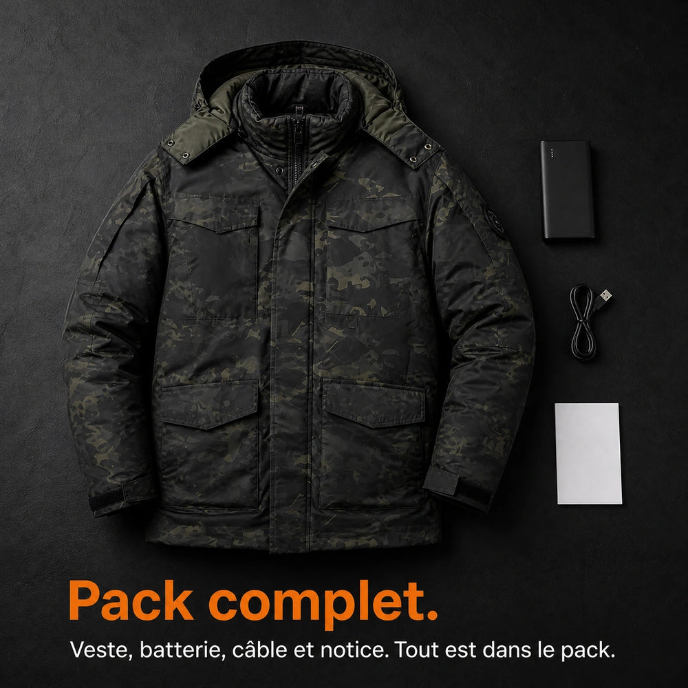 9HEAT Tactical 8 - Veste chauffante Homme Camouflage - Pack complet