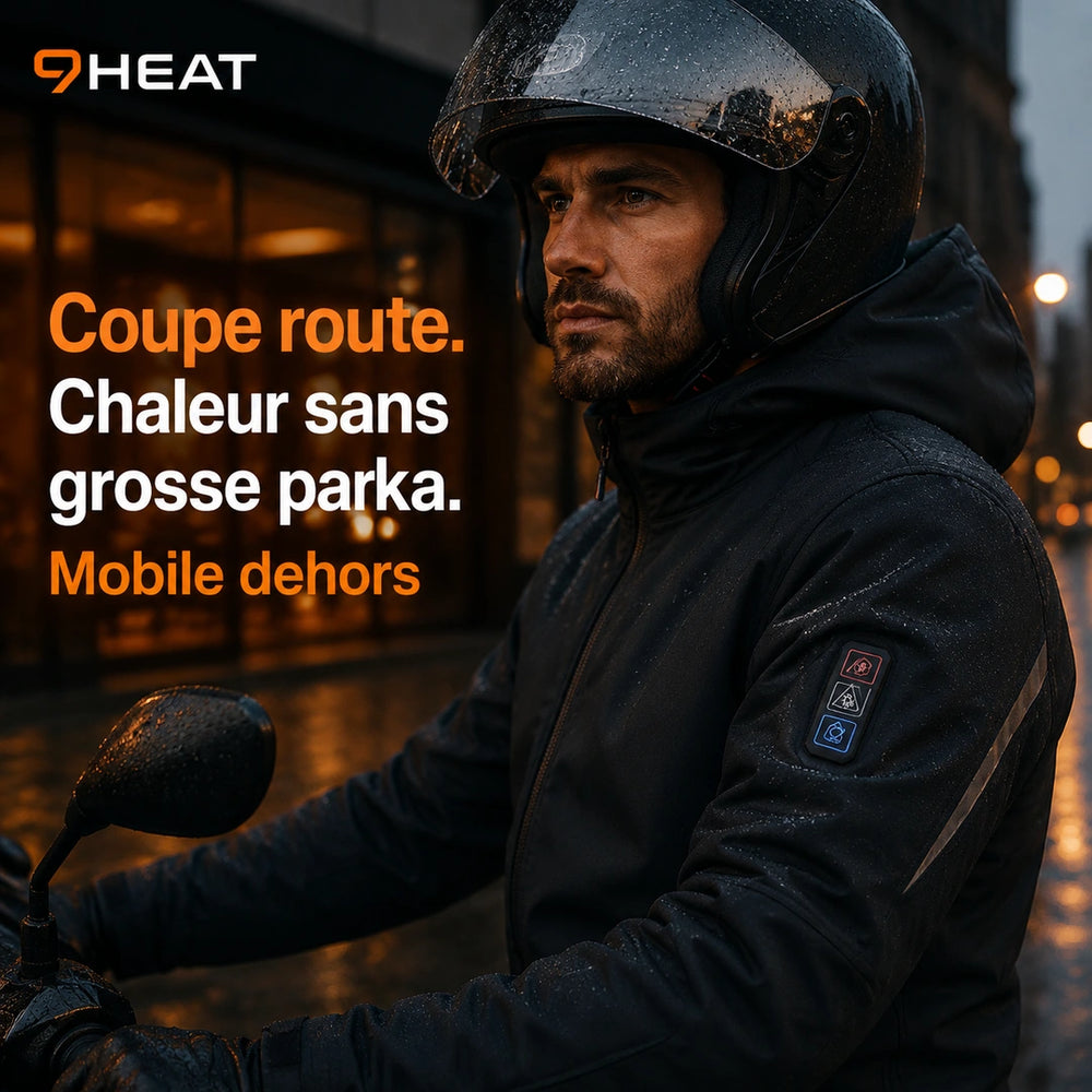 9HEAT Rider 9 - Veste moto chauffante Homme - Finition matière