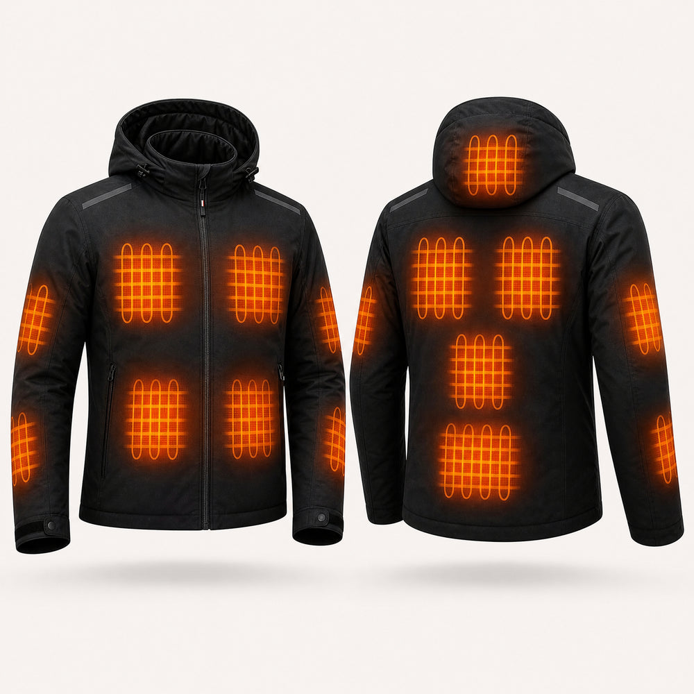 9HEAT Rider 9 - Veste moto chauffante Homme - zones chauffantes avant et dos fond clair