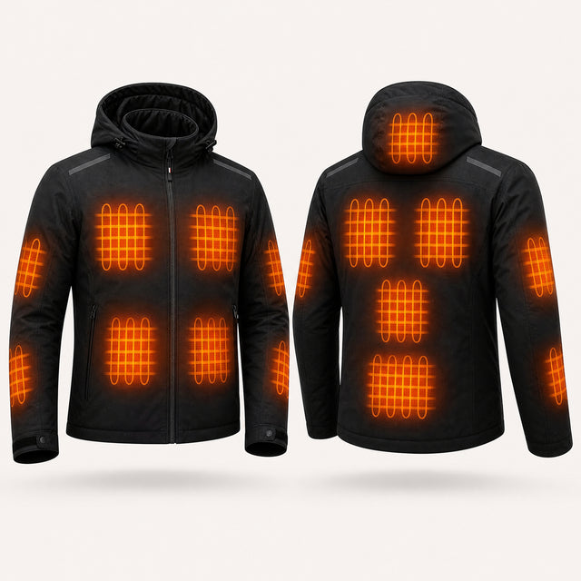 9HEAT Rider 9 - Veste moto chauffante Homme - zones chauffantes avant et dos fond clair