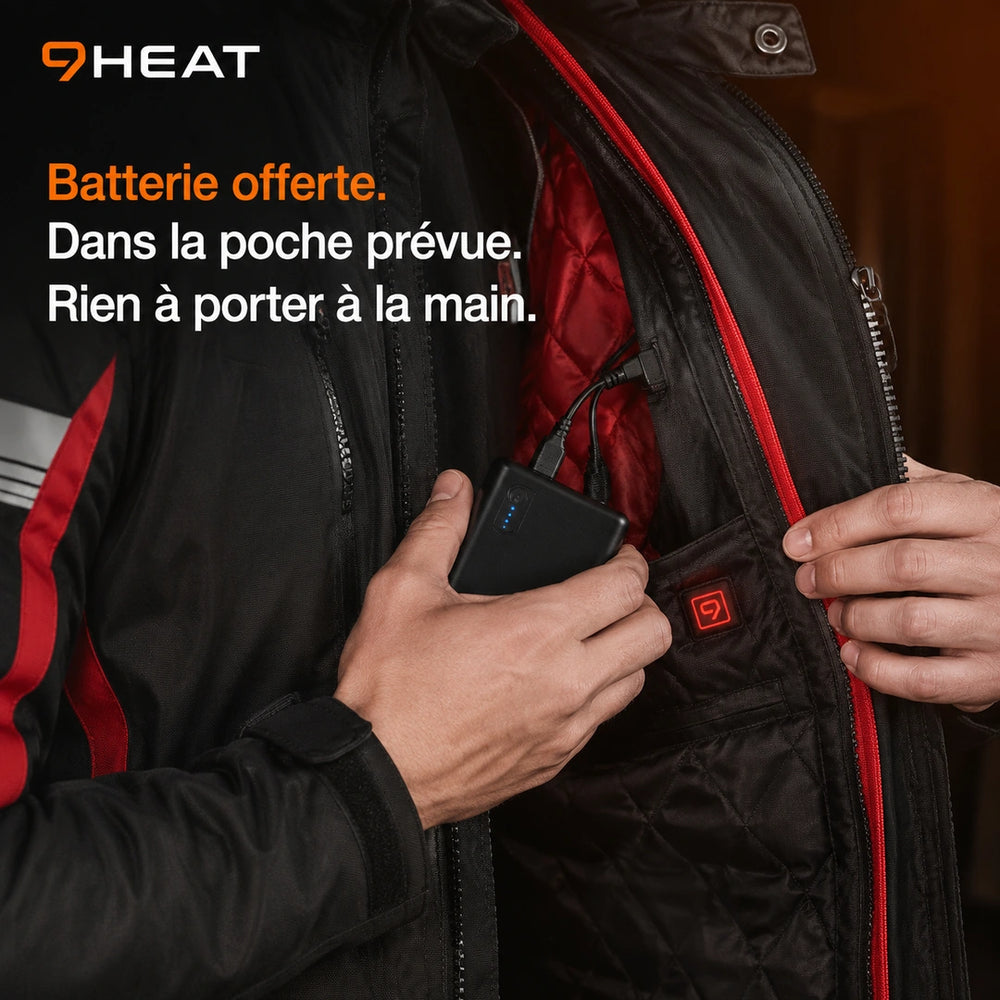 9HEAT Road X9 - Veste moto chauffante Homme - Batterie dans doublure