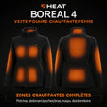 9HEAT Boreal 4 - Veste polaire chauffante Femme - Zones chauffantes complètes avant et dos