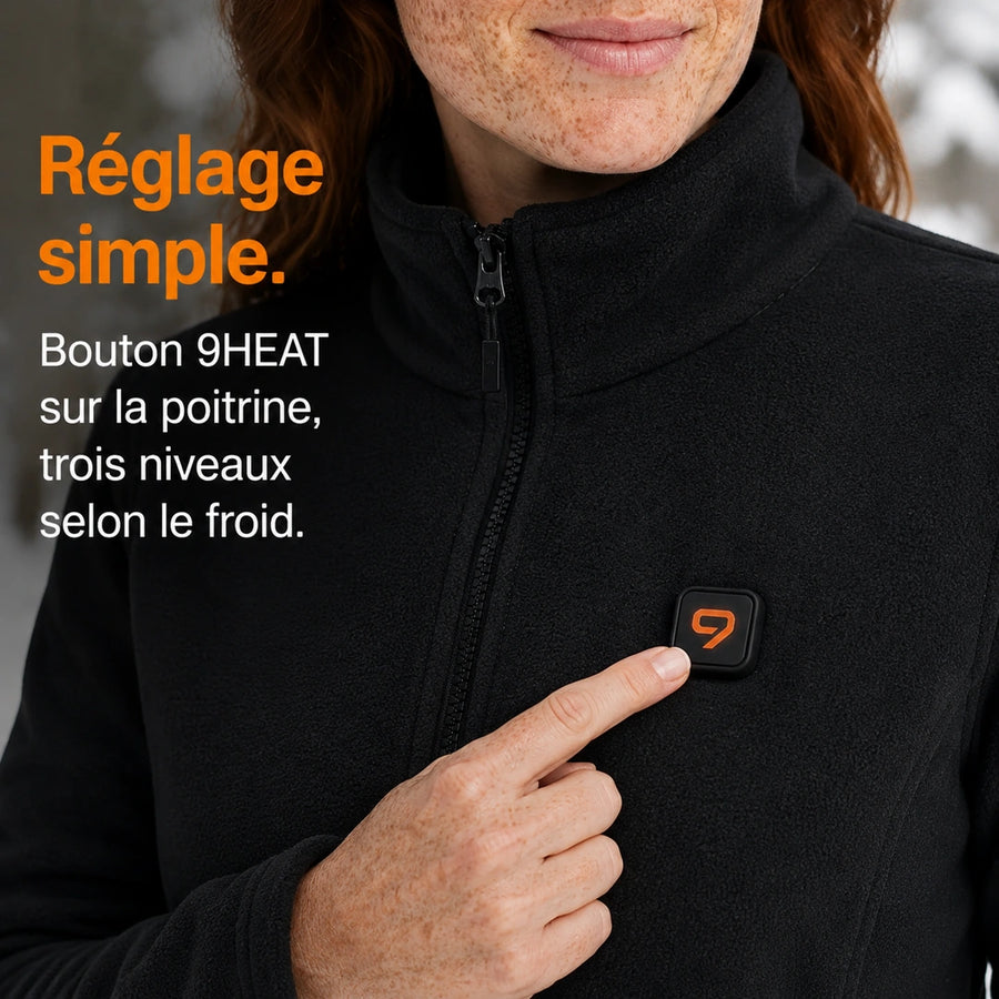 9HEAT Polar 4 - Veste chauffante polaire Femme - Bouton / réglage