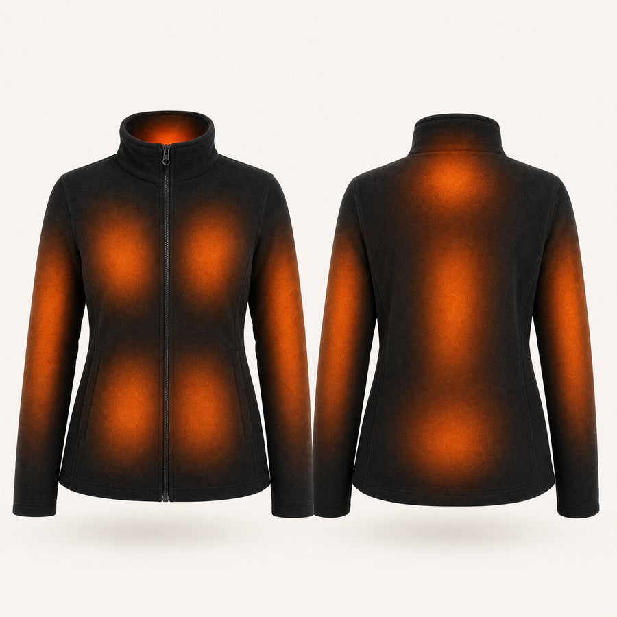 9HEAT Polar 4 - Veste polaire chauffante Femme - zones chauffantes avant et dos fond clair