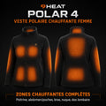 9HEAT Polar 4 - Veste polaire chauffante Femme - Zones chauffantes complètes avant et dos