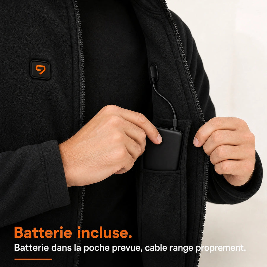 9HEAT Polar 4 - Veste chauffante polaire Homme - Batterie / poche