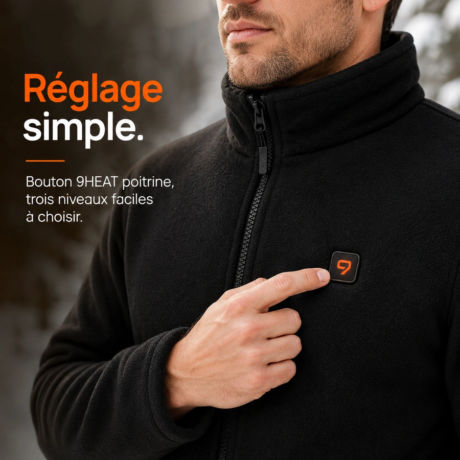 9HEAT Polar 4 - Veste chauffante polaire Homme - Bouton / réglage