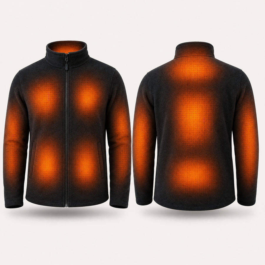 9HEAT Polar 4 - Veste polaire chauffante Homme - zones chauffantes avant et dos fond clair