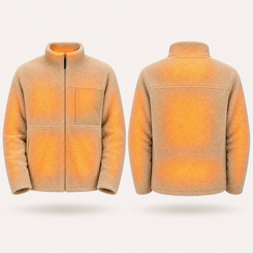 9HEAT Polar XR8 - Veste polaire chauffante Unisexe - zones chauffantes avant et dos fond clair