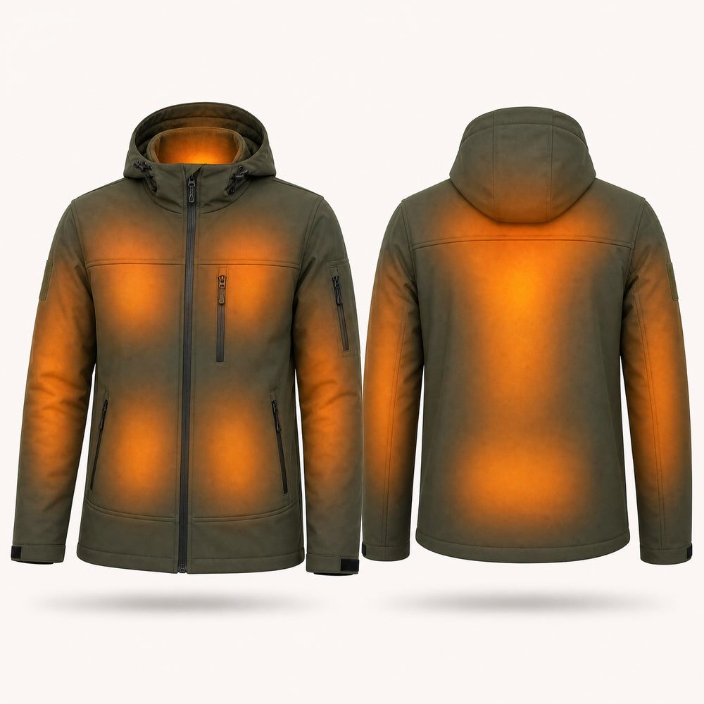 9HEAT Light K7 Softshell - Veste chauffante Unisexe - zones chauffantes avant et dos fond clair