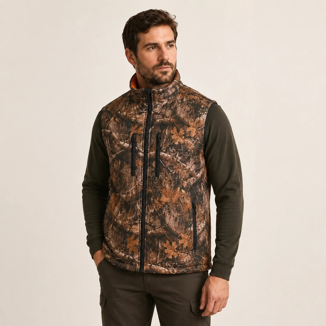 Gilet chauffant camouflage - Forest C8 porté au quotidien
