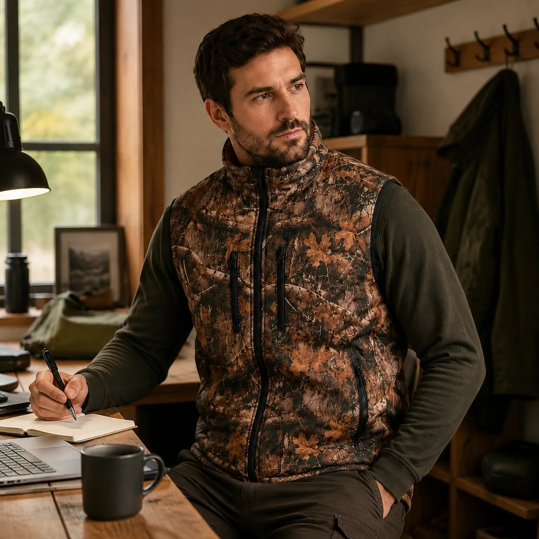 Gilet chauffant camouflage - Forest C8 - intensité de chaleur réglée