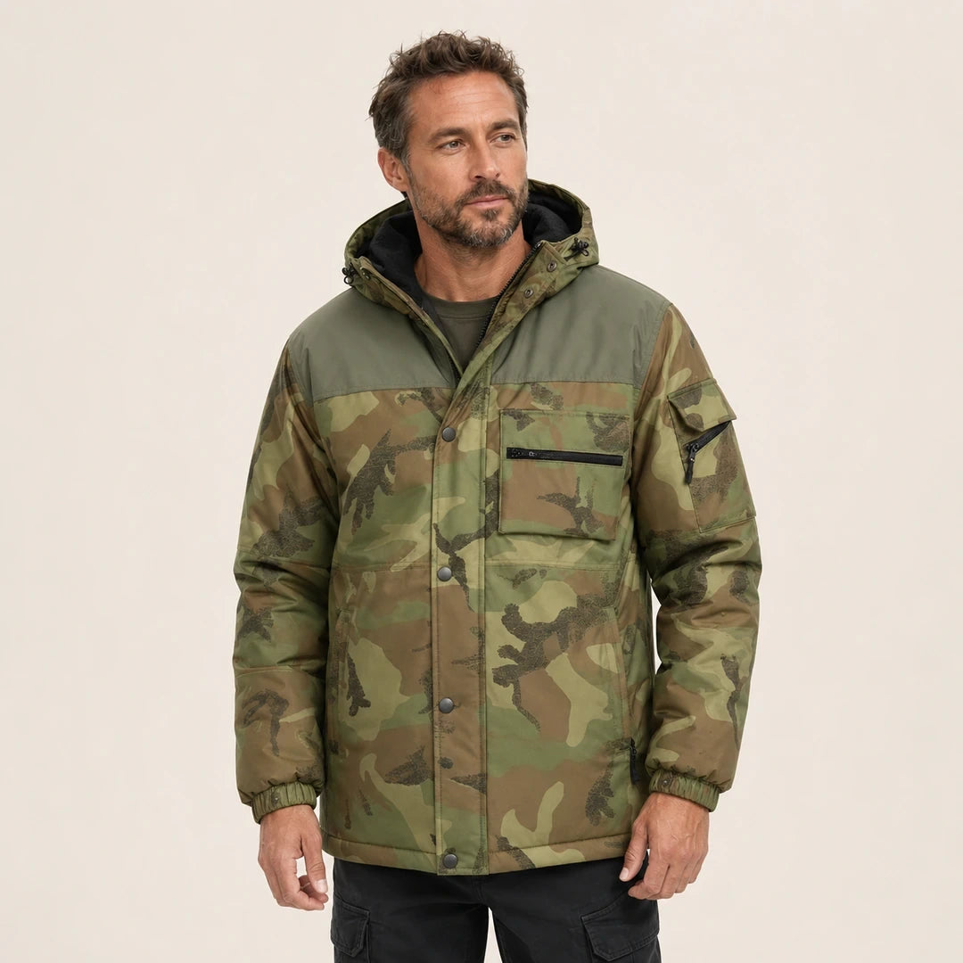 Manteau chauffant homme camouflage - Terrain 4 porté au quotidien