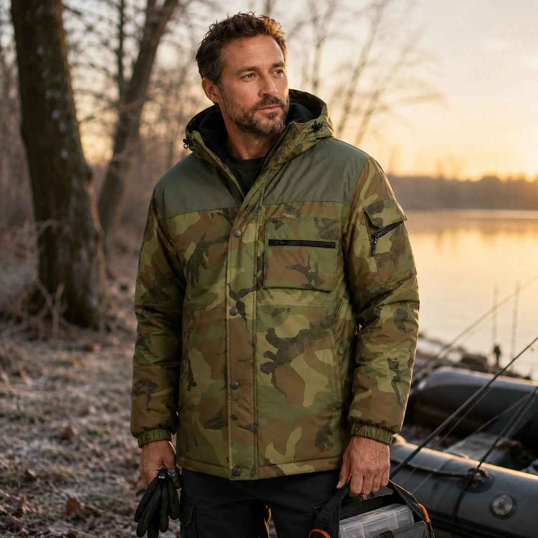 Manteau chauffant homme camouflage - Terrain 4 porté dehors