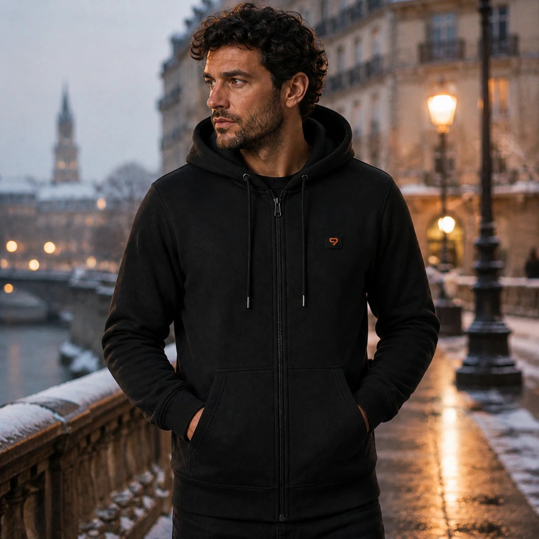 Sweat zippé chauffant homme - Zip 6 porté dehors