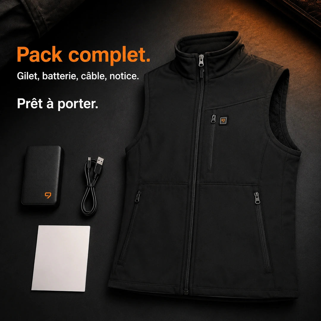 Vous recevez un gilet prêt à porter, avec batterie incluse.