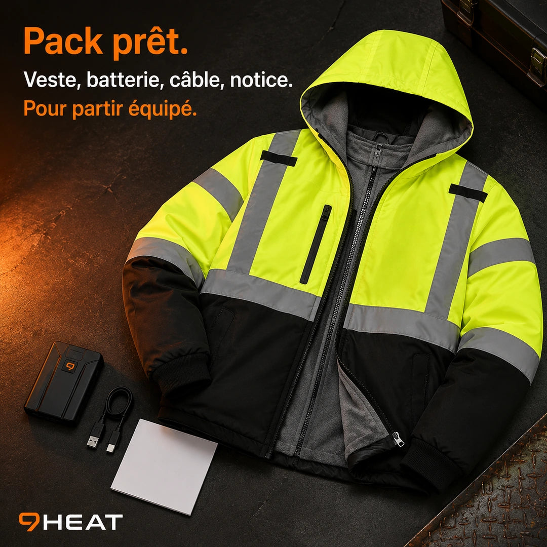 Vous recevez une veste de travail prête à utiliser, avec batterie incluse.